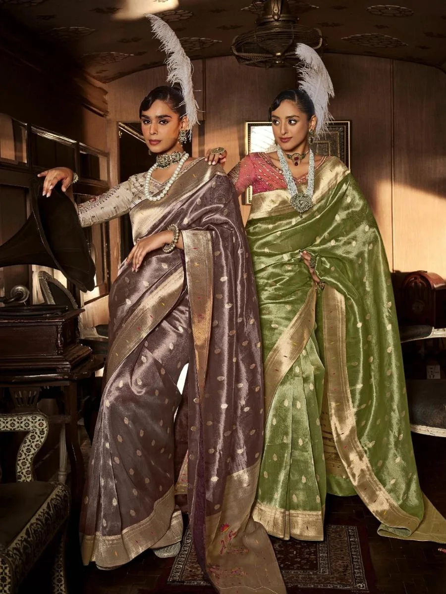 Pure Tissue Silk with Paithani Zari Weave - Image 11
