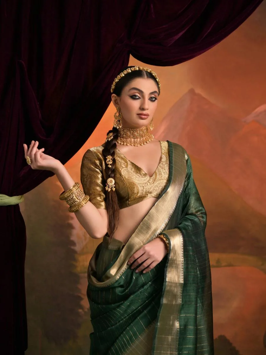 Heritage Weave Moss Silk Saree - Image 15