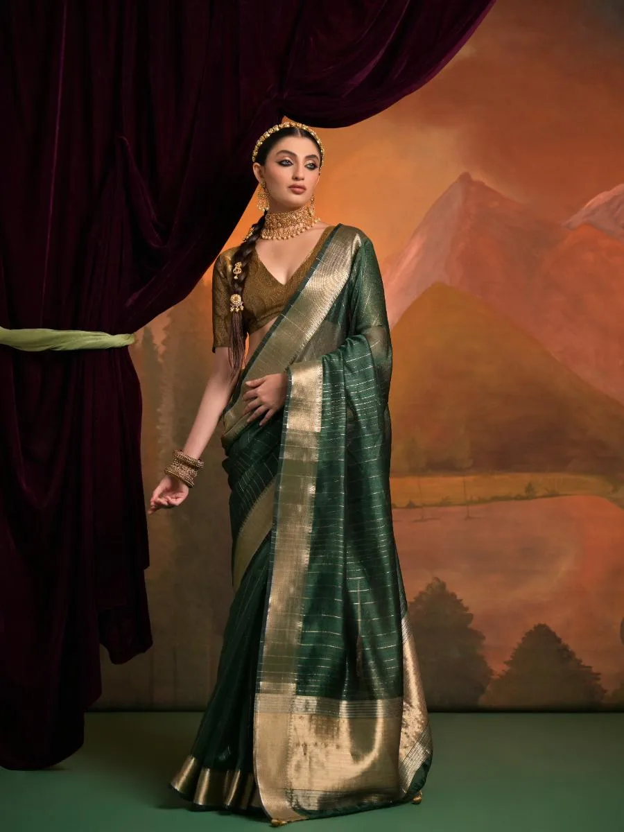 Heritage Weave Moss Silk Saree - Image 17