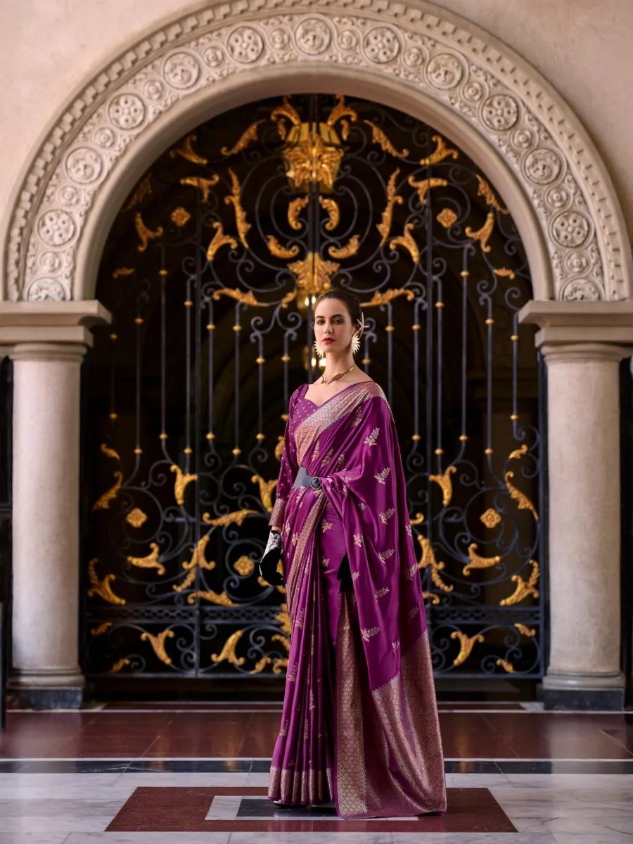 Classic Mangha Silk Saree with Smooth Satin Texture - Image 26
