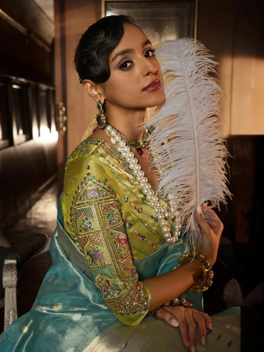 Pure Tissue Silk with Paithani Zari Weave - Image 4