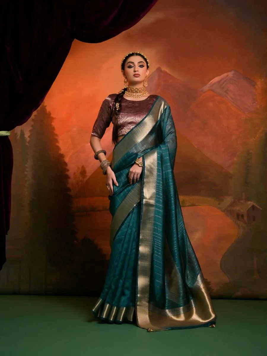 Heritage Weave Moss Silk Saree - Image 4