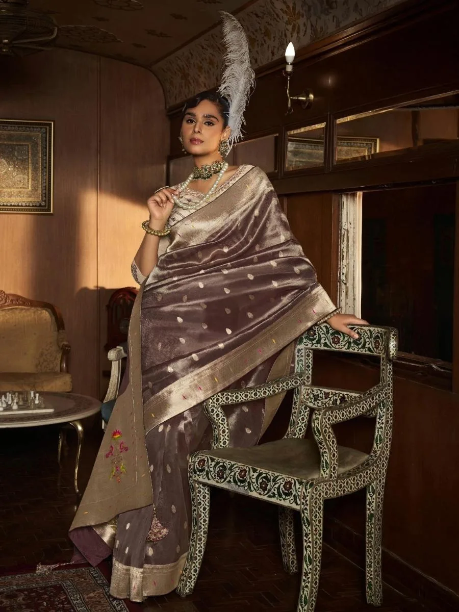 Pure Tissue Silk with Paithani Zari Weave - Image 5