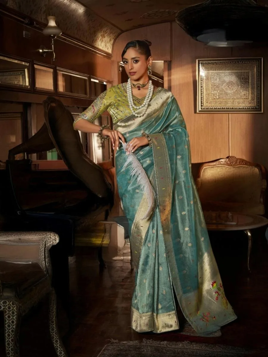 Pure Tissue Silk with Paithani Zari Weave - Image 6
