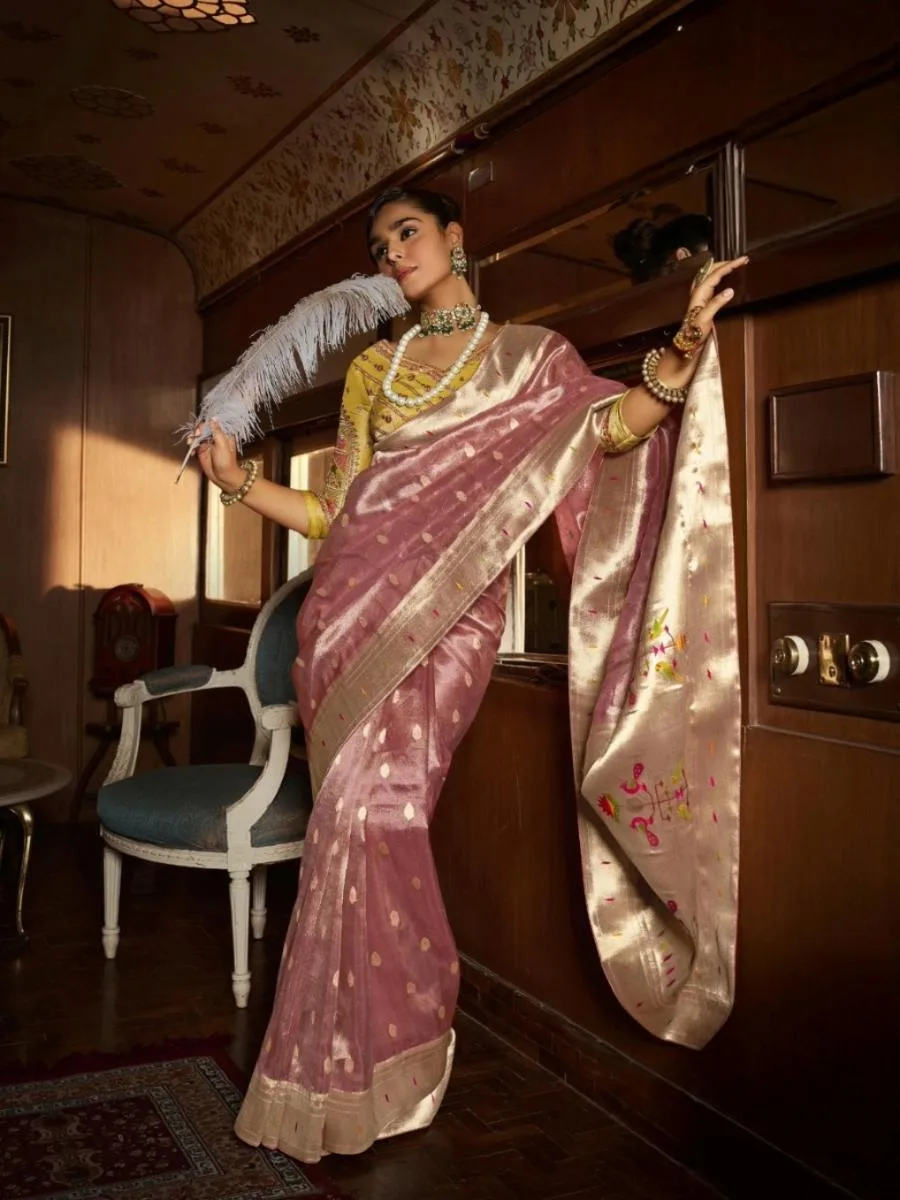 Pure Tissue Silk with Paithani Zari Weave - Image 7