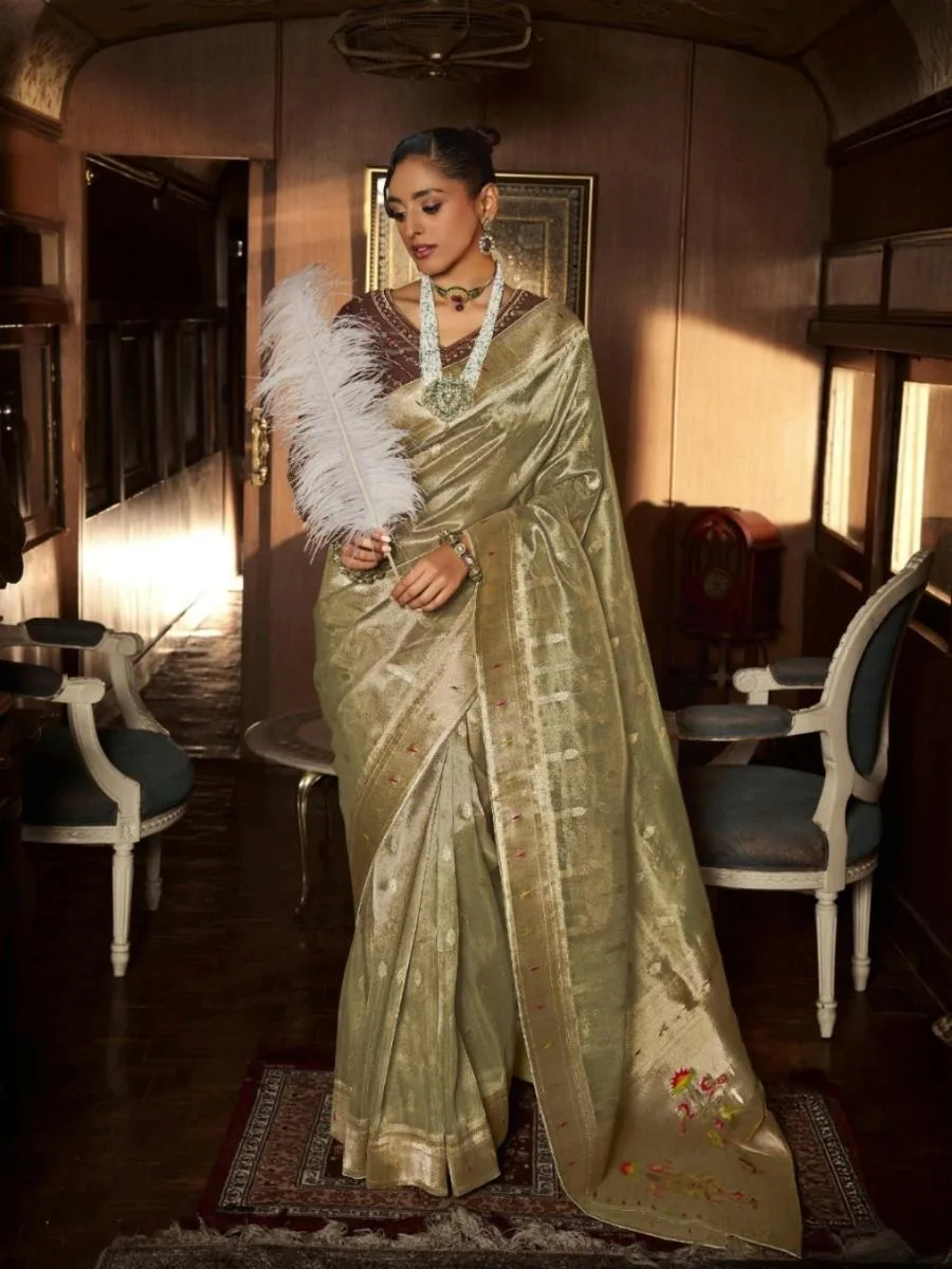 Pure Tissue Silk with Paithani Zari Weave - Image 8
