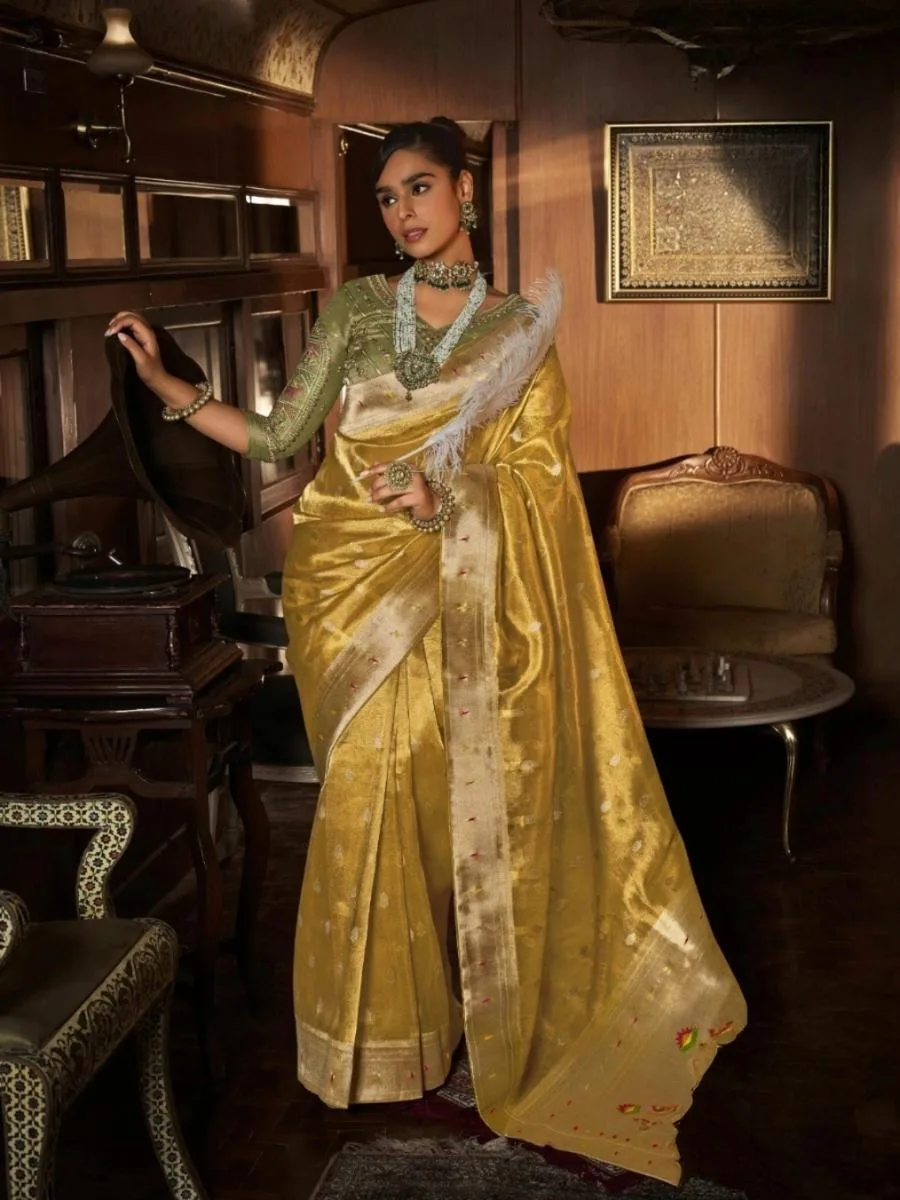 Pure Tissue Silk with Paithani Zari Weave - Image 9