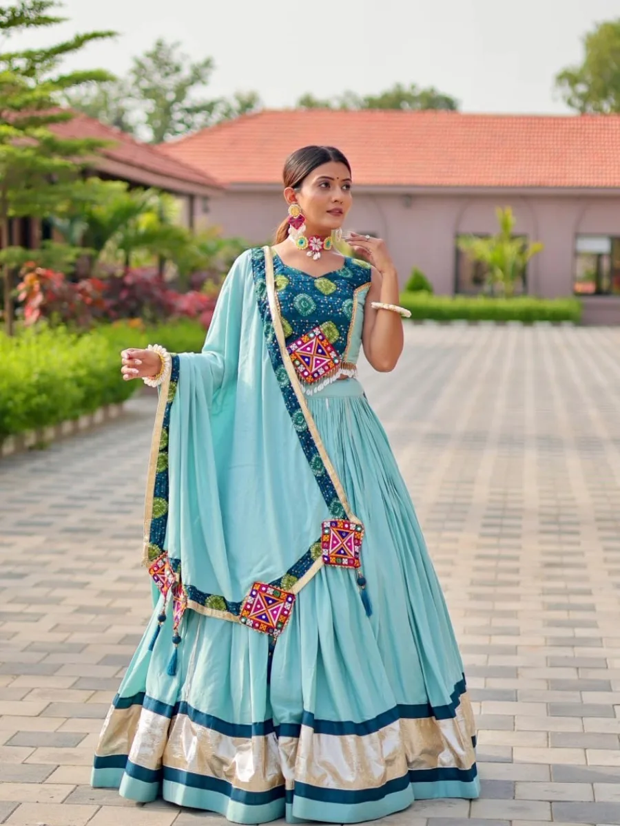 Pure Cotton Gamthi Work Lehenga Choli - Image 3
