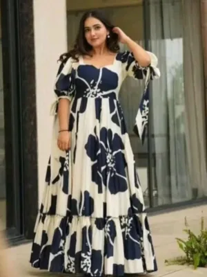 Floral Puff Sleeve Maxi Dress