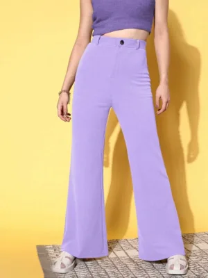 High-Waist Flared Knit Trousers