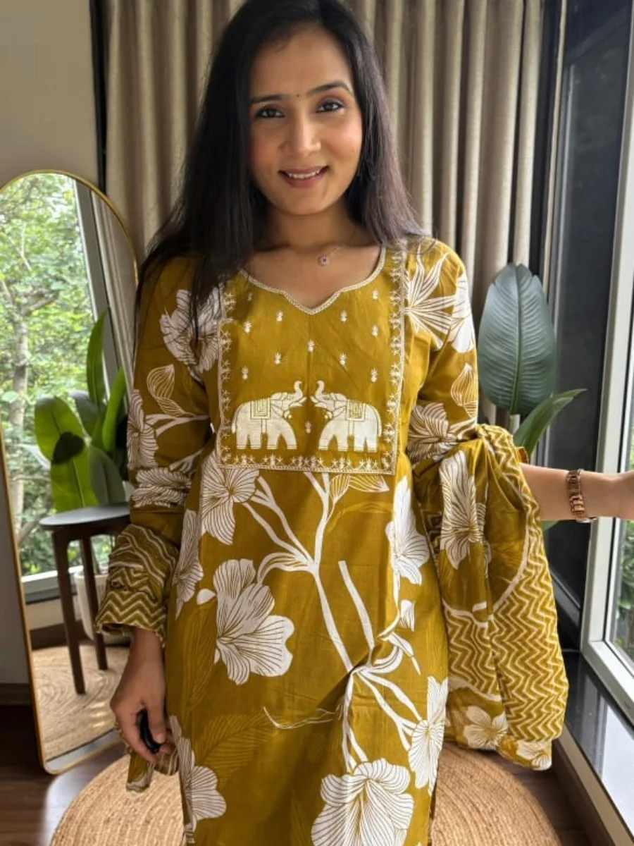 Graceful Threads – Jaipuri Cotton Embroidered Kurti Set - Image 10