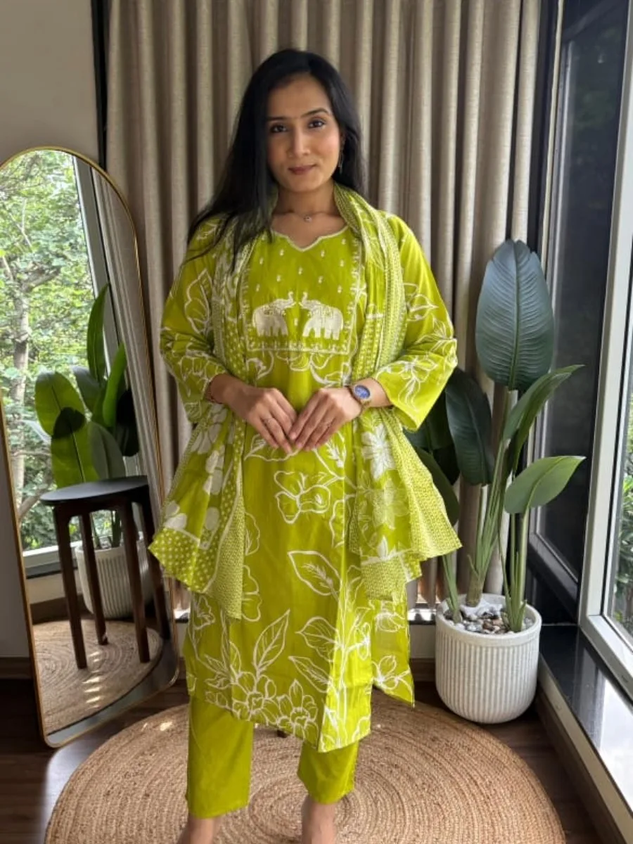 Graceful Threads – Jaipuri Cotton Embroidered Kurti Set - Image 8