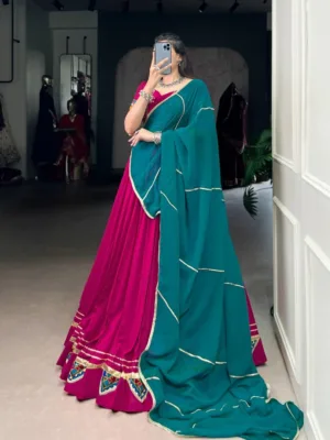 Magenta Pink & Teal Navratri Special Lehenga Choli