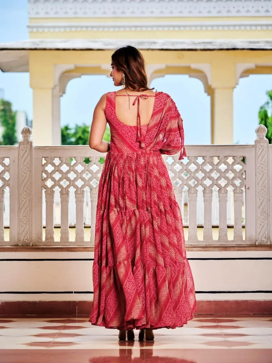 Navratri Special Gamathi Work Bandhni Gown - Image 12