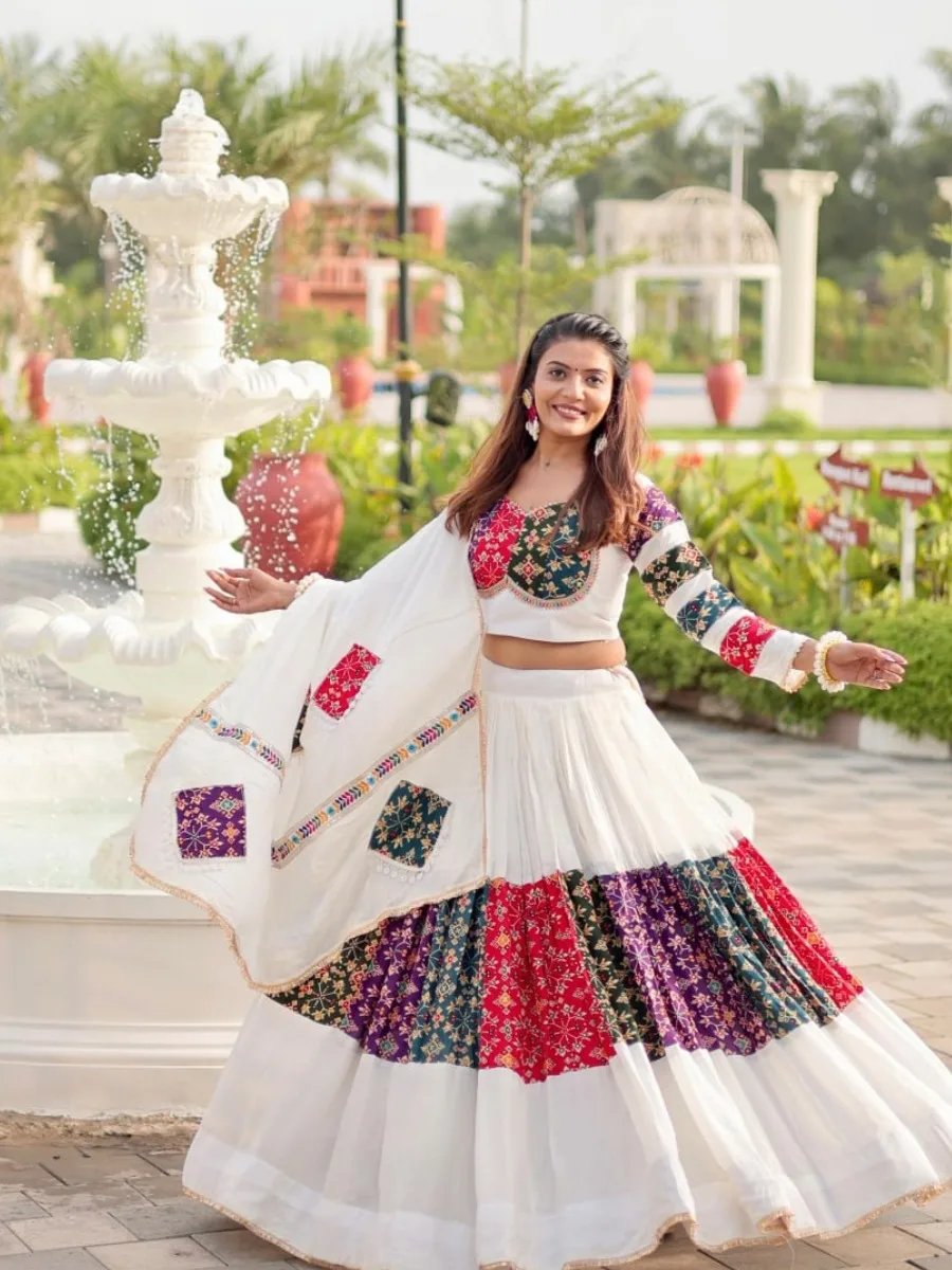 Multi-Color Patchwork Cotton Lehenga Choli Set - Image 3